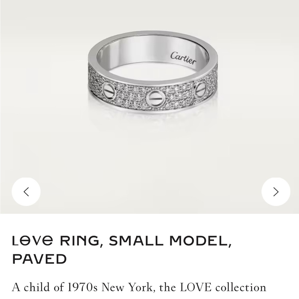 Cartier Silver Love Ring with Pave Diamonds